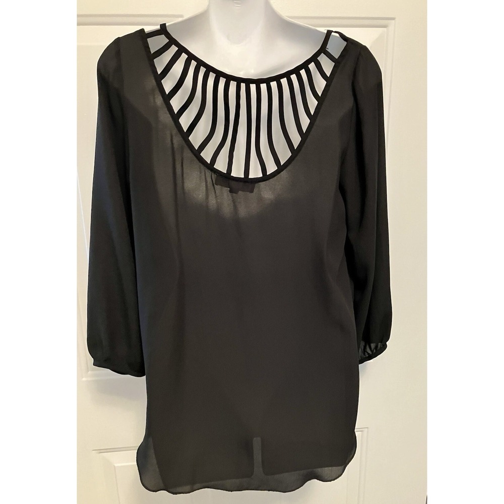 Philosophy Republic Clothing Women Black‎ 3/4 Sleeve Blouse Size Small Shirt Top